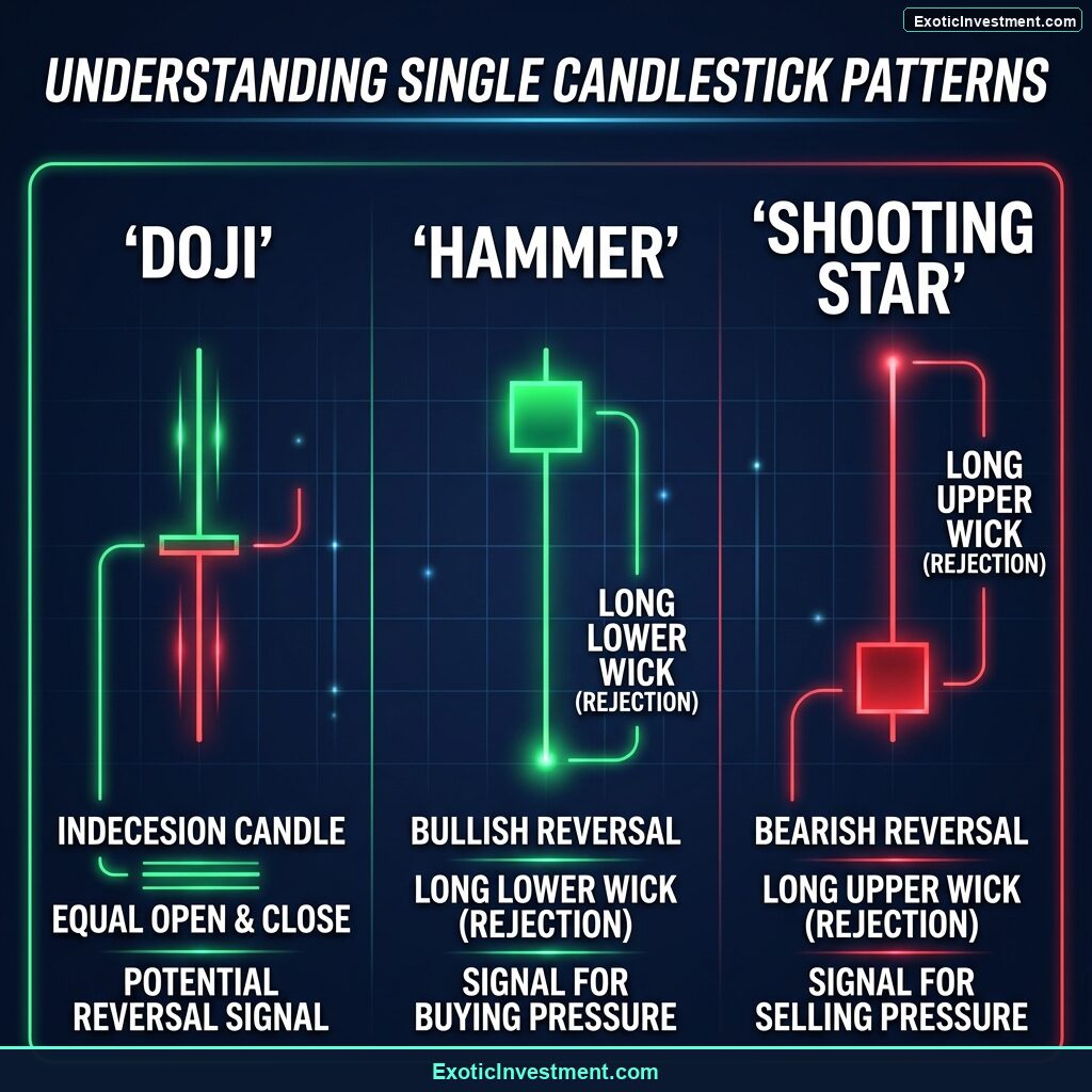 candlestick patterns doji hammer shooting star technical analysis