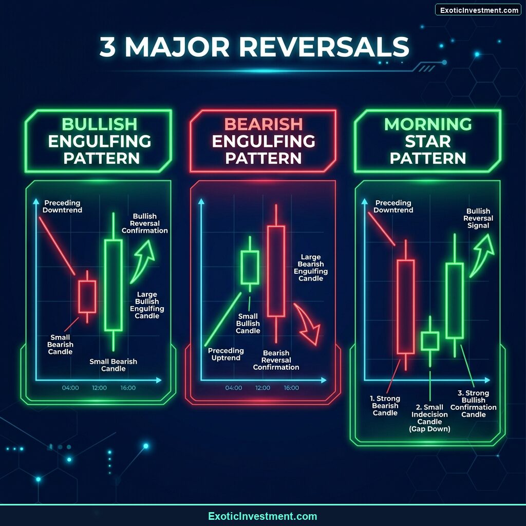bullish engulfing bearish engulfing morning star candlestick patterns