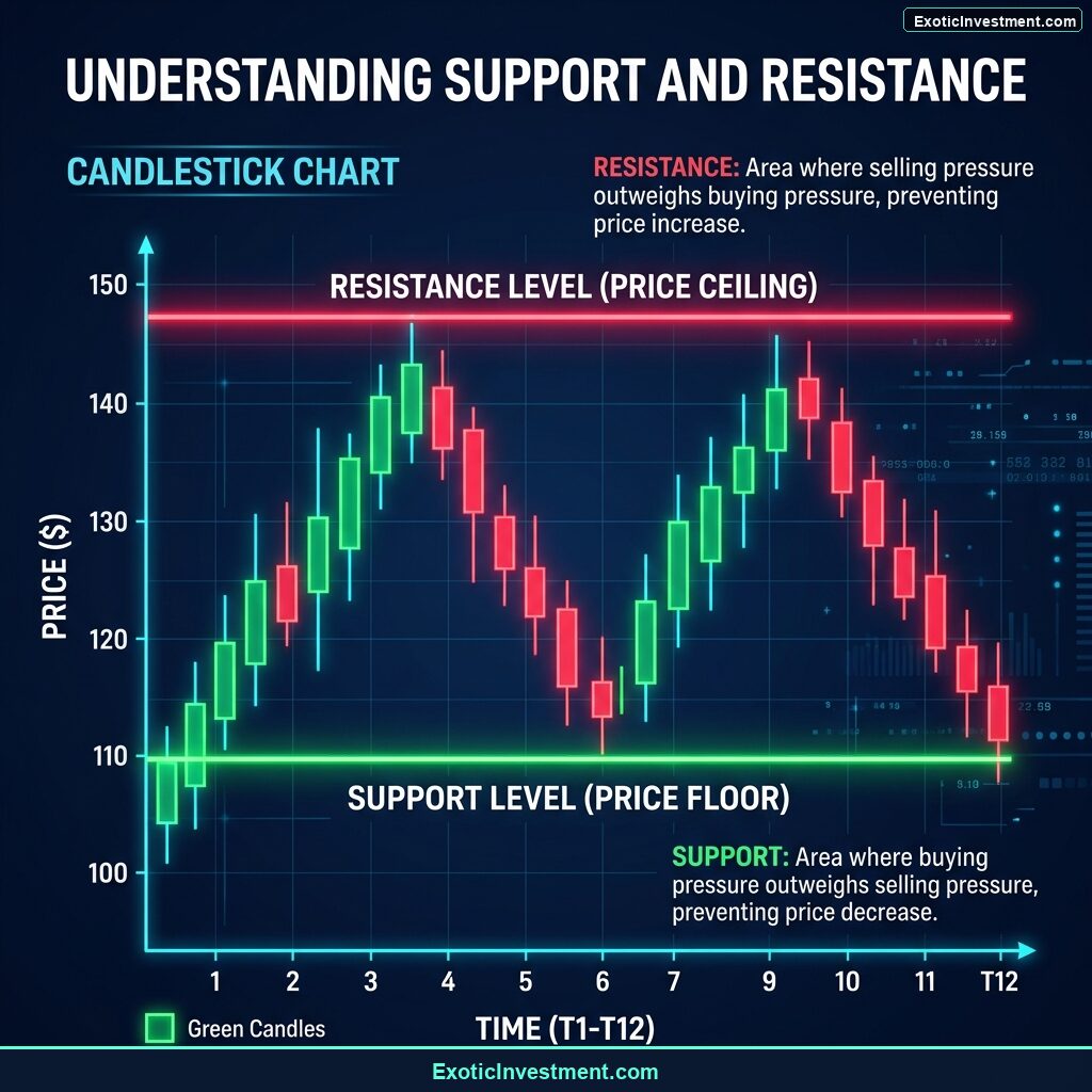 support and resistance levels India stock market diagram
