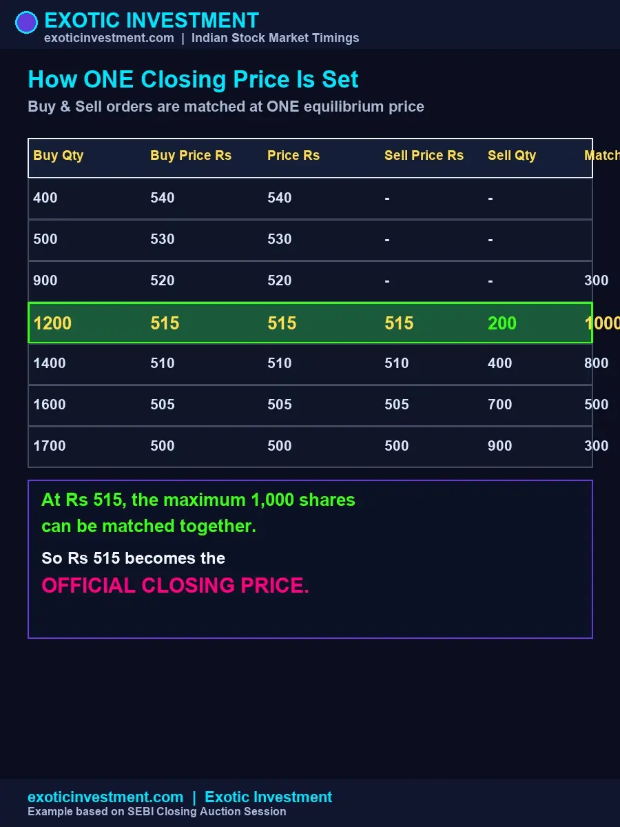closing auction session order book