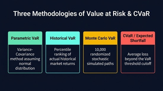 Three Methodologies of Value at Risk and CVaR Comparison