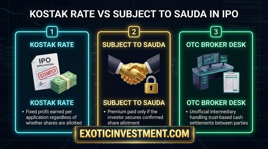 ipo kostak rate and sauda rates explained